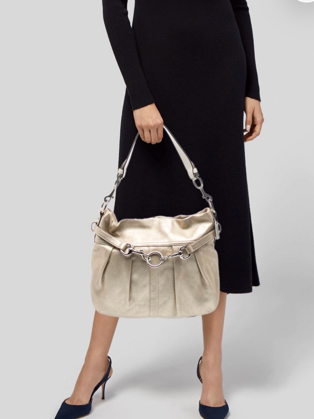 Coach Metallic Cream Shoulder Bag with Silver Hardware